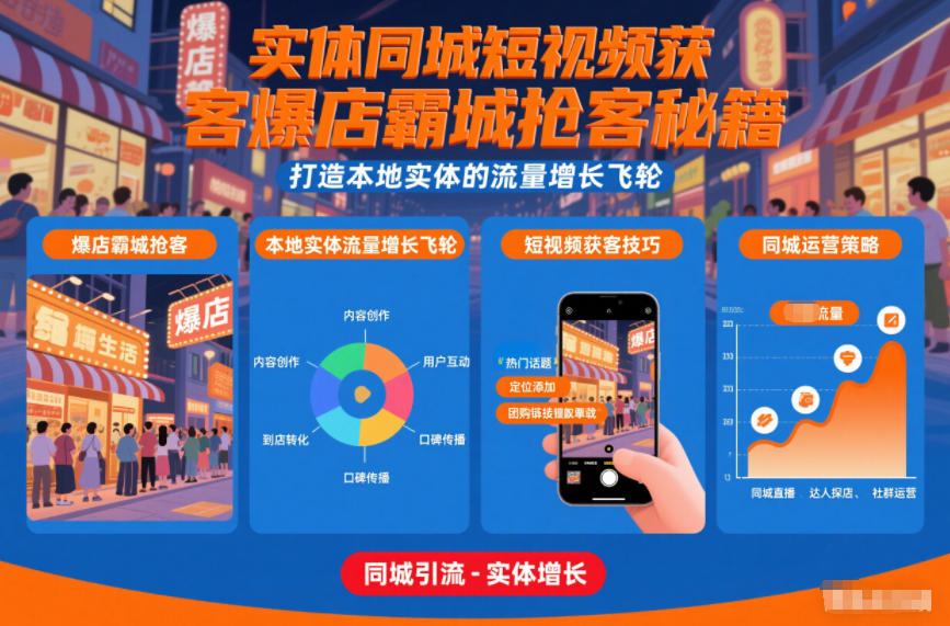 实体同城短视频获客爆店霸城抢客秘籍，打造本地实体的流量增长飞轮-网创之家