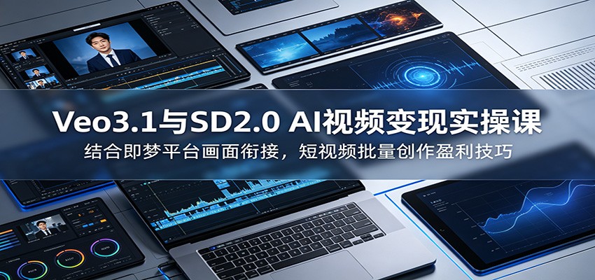 Veo3.1与SD2.0 AI视频变现实操课课：结合即梦平台画面衔接，短视频批量创作盈利技巧-网创之家