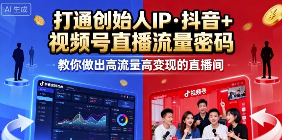 25年直播9-10两期线下课,打通创始人IP,抖音+视频号直播流量密码,教你做出高流量高变现的直播间-网创之家