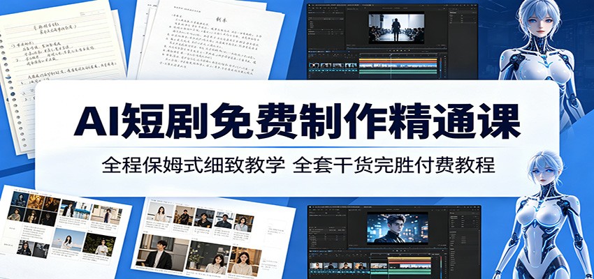 AI短剧免费制作精通课：全程保姆式细致教学，全套干货完胜付费教程-网创之家