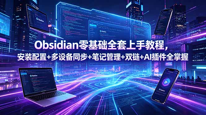 Obsidian零基础全套上手教程，安装配置+多设备同步+笔记管理+双链+AI插件全掌握-网创之家