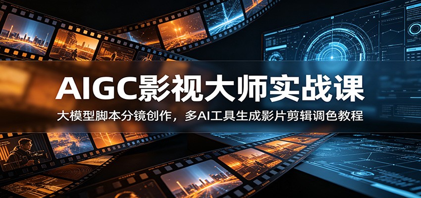 AIGC影视大师实战课：大模型脚本分镜创作，多AI工具生成影片剪辑调色教程-网创之家