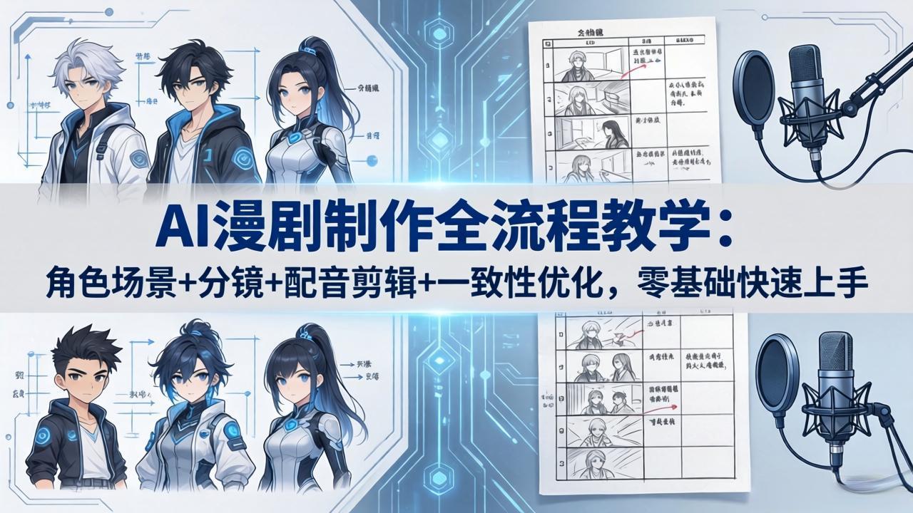 AI漫剧制作全流程教学：角色场景+分镜+配音剪辑+一致性优化，零基础快速上手-网创之家