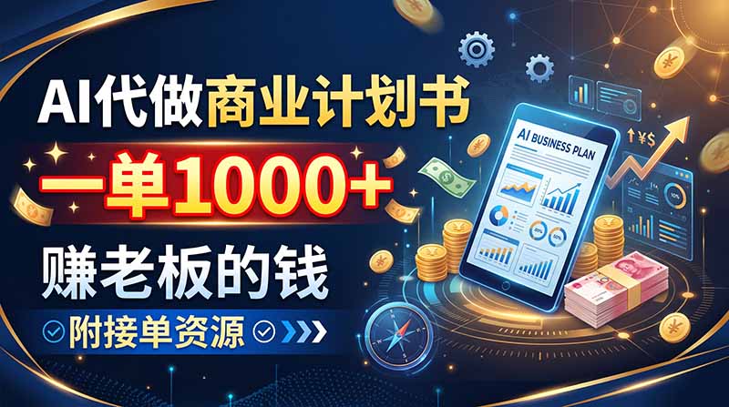 AI代做商业计划书，一单1000+，赚老板的钱，附接单资源-网创之家
