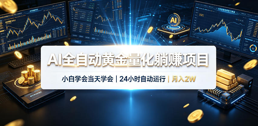 AI全自动黄金量化躺賺项目，24小时自动运行，月入2W！-网创之家