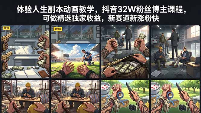 体验人生副本动画教学， 抖音32W粉丝博主课程，可做精选独家收益，新赛道新涨粉快-网创之家