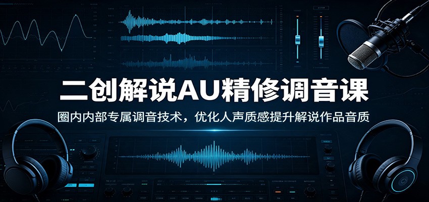 二创解说AU精修调音课：圈内内部专属调音技术，优化人声质感提升解说作品音质-网创之家