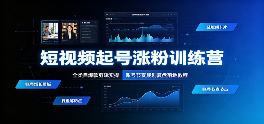短视频起号涨粉训练营：全类目爆款剪辑实操，账号节奏规划复盘落地教程-网创之家