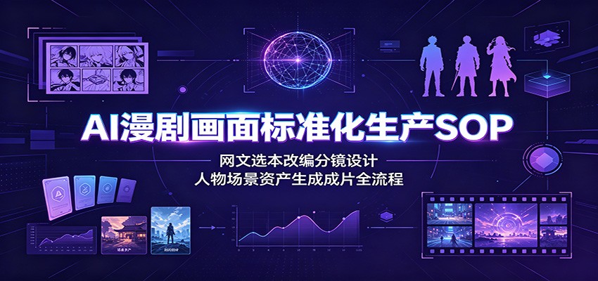 AI漫剧画面标准化生产SOP：网文选本改编分镜设计，人物场景资产生成成片全流程-网创之家