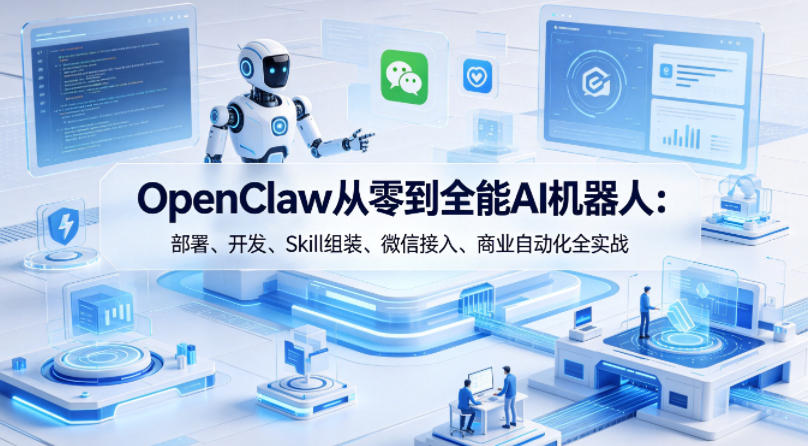 OpenClaw从零到全能AI机器人：部署、开发、Skill组装、微信接入、商业自动化全实战-网创之家