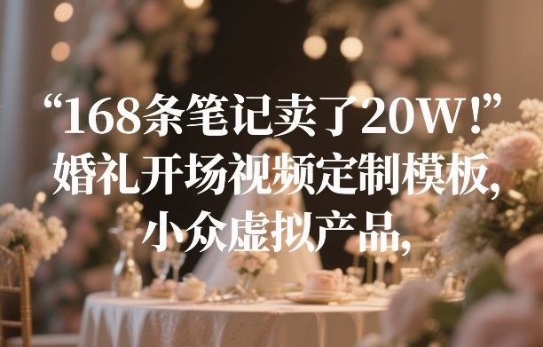 168条笔记卖了20W！婚礼开场视频定制模板，小众虚拟产品-网创之家