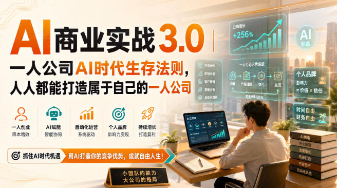 AI商业实战3.0｜一人公司AI时代生存法则，人人都能打造属于自己的一人公司-网创之家