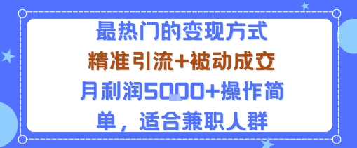小众赛道玩法:当下最热门的变现方式,精准引流+被动成交月利润5k+操作简单,适合兼职人群-网创之家
