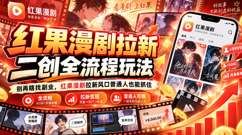 红果漫剧拉新之二创全流程玩法，别再瞎找副业，红果漫剧拉新风口普通人也能抓住-网创之家