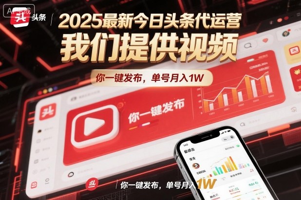 2025最新今日头条代运营,我们提供视频,你一键发布,单号月入1W【揭秘】-网创之家