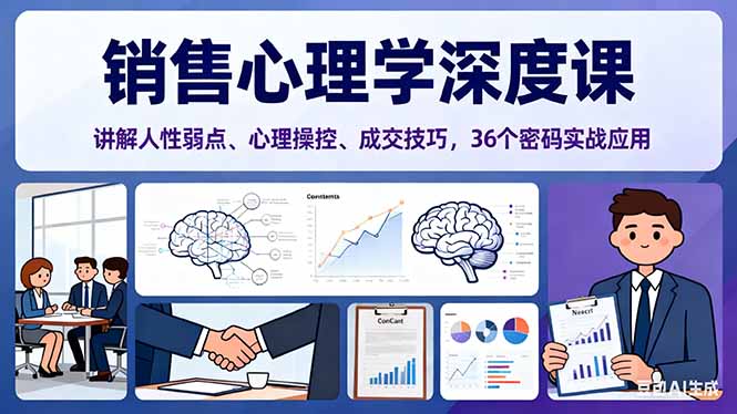 销售心理学深度课，讲解人性弱点、心理操控、成交技巧，36个密码实战应用-网创之家