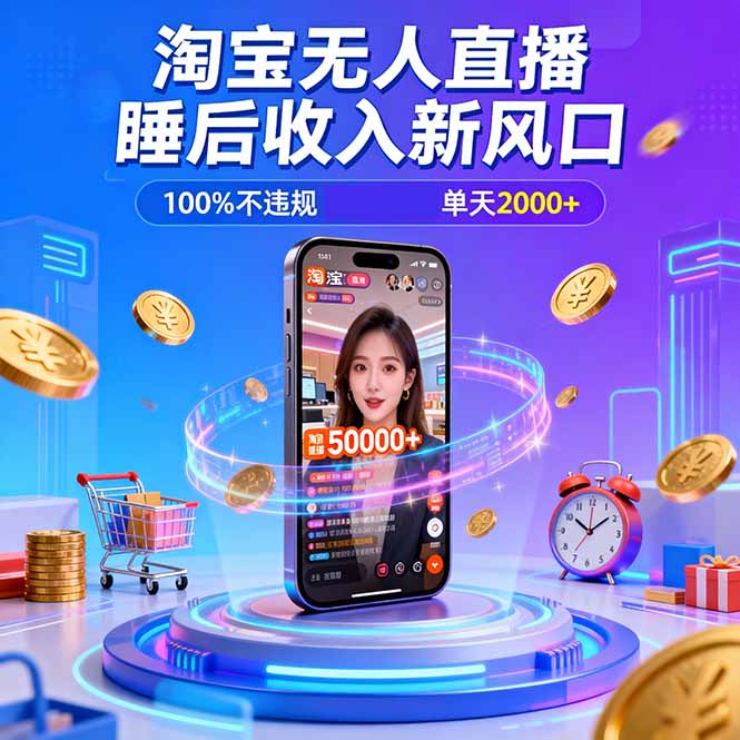 淘宝无人直播，不违规不封号，直播100小时卖了5万，年底旺季！-网创之家