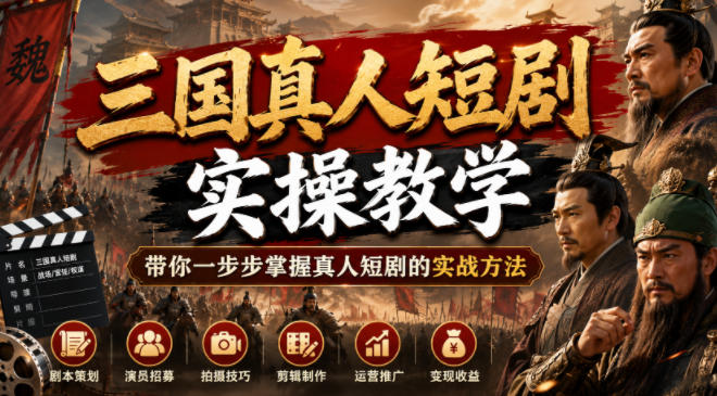 三国真人短剧实操教学，带你一步步掌握真人短剧的实战方法-网创之家