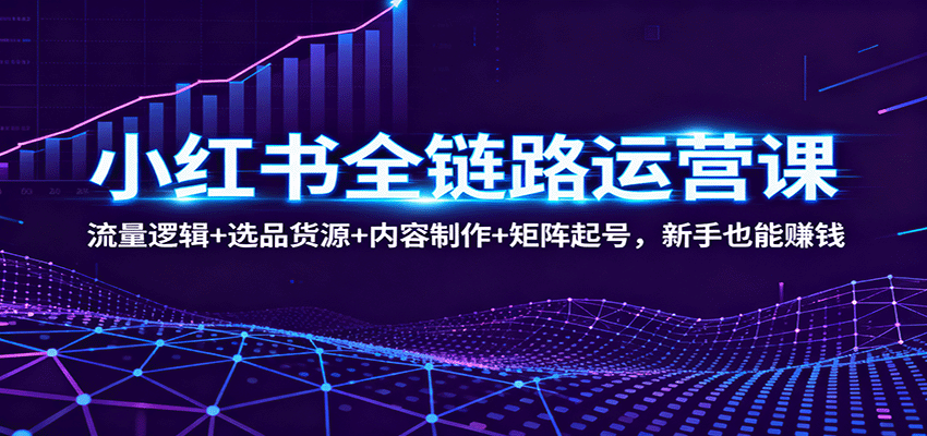 小红书全链路运营课:流量逻辑+选品货源+内容制作+矩阵起号,新手也能赚钱-网创之家