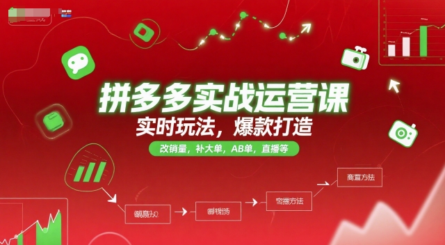 拼多多实战运营课,实时玩法,爆款打造,改销量,补大单,AB单,直播等(更新2025月)-网创之家