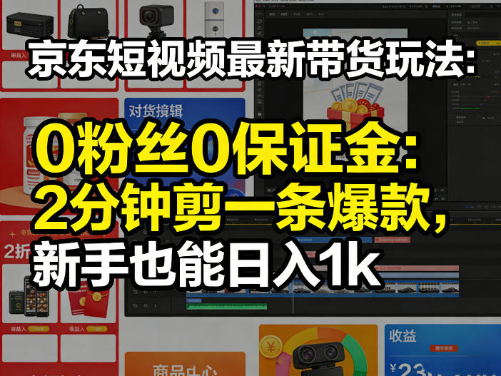 京东短视频最新带货玩法，0粉丝0保证金，2分钟剪一条爆款，新手也能日入1k+【揭秘】-网创之家