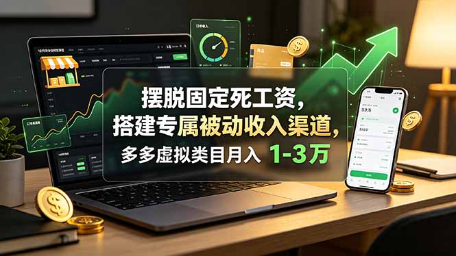 摆脱固定死工资，搭建专属被动收入渠道，多多虚拟类目月入 1-3 万-网创之家