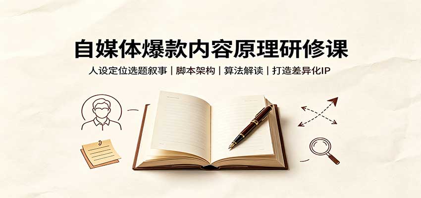 自媒体爆款内容原理研修课：人设定位选题叙事，脚本架构，算法解读打造差异化IP-网创之家