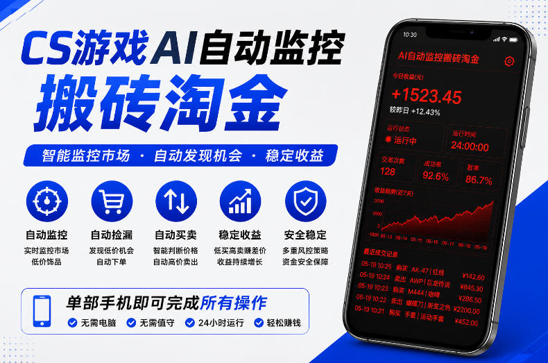 CS游戏AI自动监控搬砖淘金，稳定运行多年，支持任何形式验证，日入300+【揭秘】-网创之家
