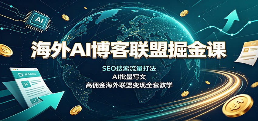 海外AI博客联盟掘金课：SEO搜索流量打法，AI批量写文，高佣金海外联盟变现全套教学-网创之家