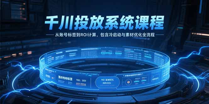 千川投放系统课程，从账号标签到ROI计算，包含冷启动与素材优化全流程-网创之家