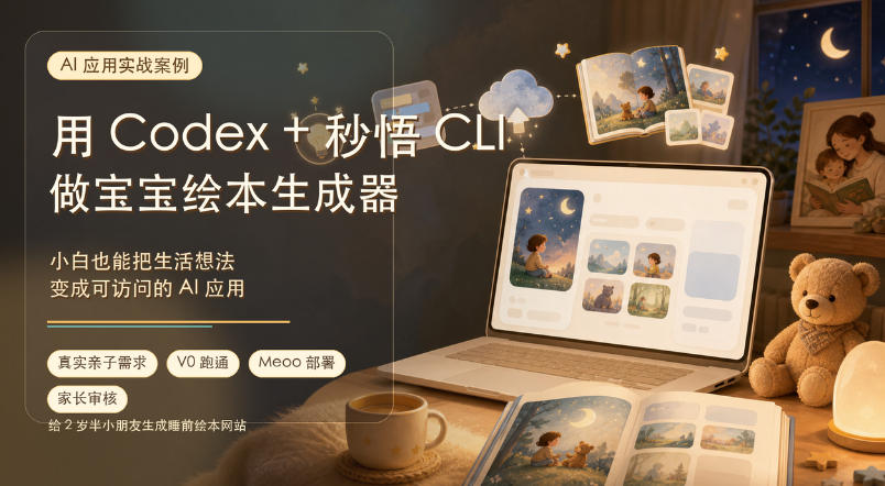 AI应用实战案例，用Codex+秒悟CLl做宝宝绘本生成器，小白也能把生活想法变成可访问的AI应用-网创之家