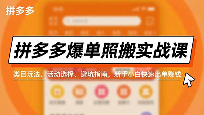 拼多多爆单照搬实战课,类目玩法、活动选择、避坑指南,新手小白快速出单赚钱-网创之家