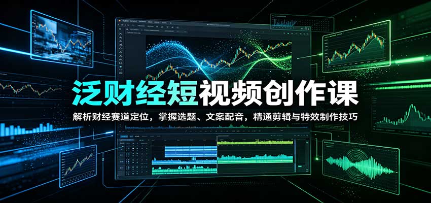 泛财经短视频创作课：解析财经赛道定位，掌握选题、文案配音，精通剪辑与特效制作技巧-网创之家