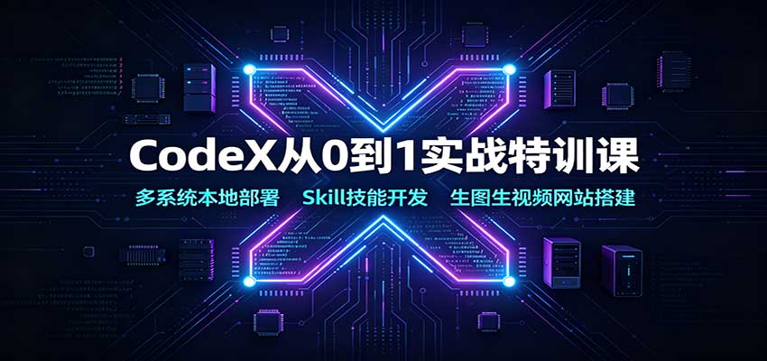 CodeX从0到1实战特训课：多系统本地部署，Skill技能开发，生图生视频网站搭建-网创之家
