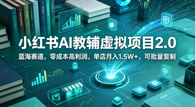小红书AI教辅虚拟项目2.0，蓝海赛道，零成本高利润，单店月入1.5W+，可批量复制-网创之家