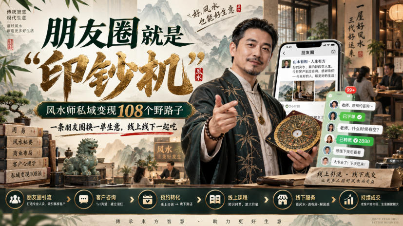 朋友圈就是“印钞机”，风水师私域变现108个野路子，一条朋友圈换一单生意，线上线下一起吃【文档】-网创之家