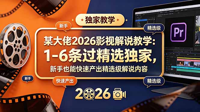 某大佬2026影视解说教学：1-6条过精选独家，新手也能快速产出精选级解说内容-网创之家
