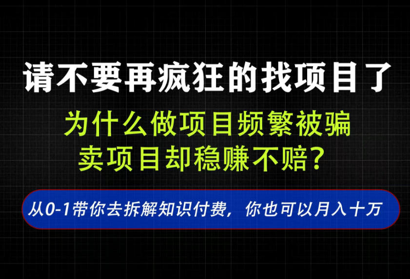 找项目？别傻了！卖项目才是真的一本万利！看完你全都懂了【揭秘】-网创之家