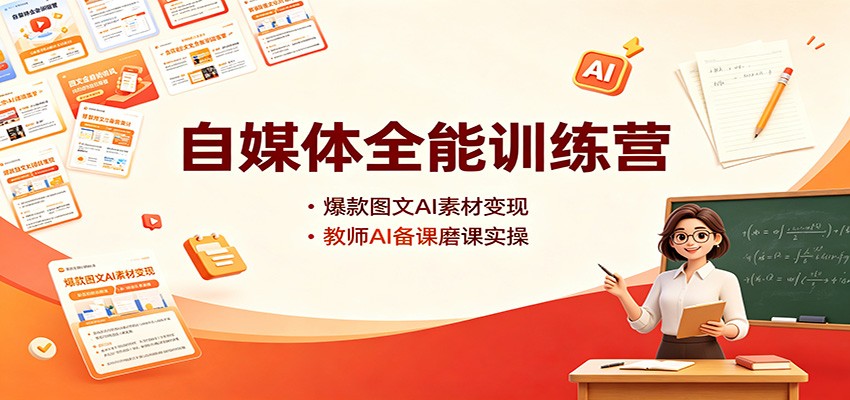 自媒体全能训练营：爆款图文AI素材变现，教师AI备课磨课实操-网创之家