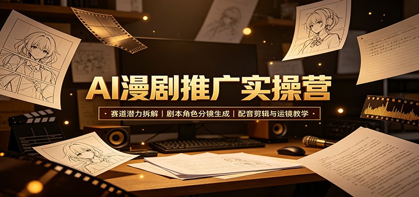 AI漫剧推广实操营:赛道潜力拆解,剧本角色分镜生成,配音剪辑与运镜教学-网创之家