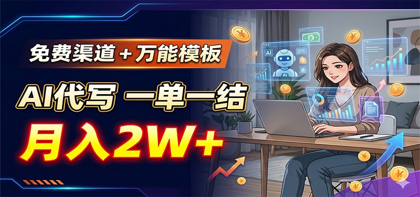 免费渠道+万能模板，AI代写一单一结，月入2W+-网创之家
