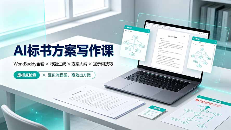 AI标书方案写作课：WorkBuddy全套×标题生成×方案大纲×提示词技巧×废标点检查×豆包流程图，高效出方案-网创之家