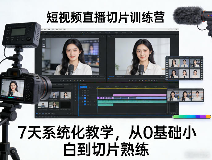 短视频直播切片训练营，7天系统化教学，从0基础小白到切片熟练-网创之家