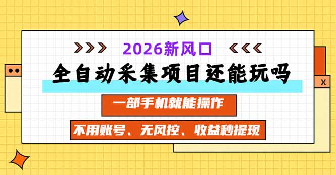 全自动采集项目还能玩吗？2026实测新风口 一部手机就能操作-网创之家
