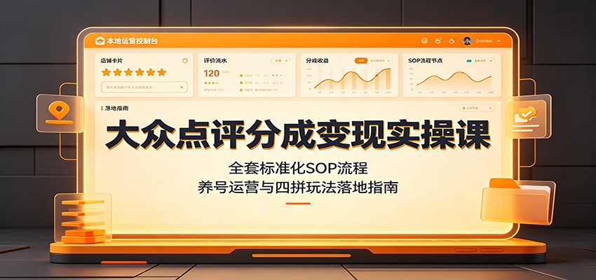 大众点评分成变现实操课:全套标准化SOP流程,养号运营与四拼玩法落地指南-网创之家