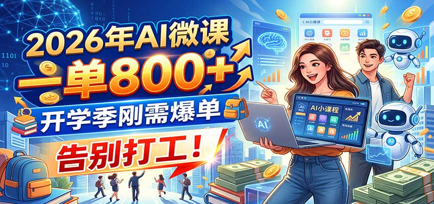 2026年AI微课，一单800+，开学季刚需爆单，告别打工！-网创之家