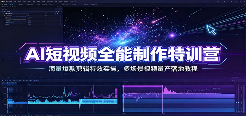 AI短视频全能制作特训营：海量爆款剪辑特效实操，多场景视频量产落地教程-网创之家