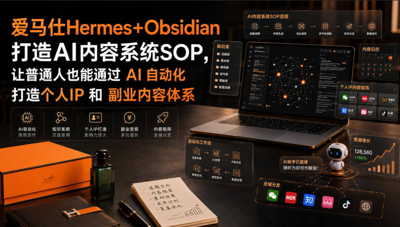 爱马仕Hermes+Obsidian打造AI内容系统SOP，让普通人也能通过 AI 自动化打造个人IP 和 副业内容体系-网创之家