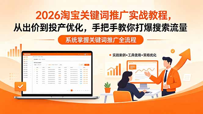 2026淘宝关键词推广实战教程，，从出价到投产优化，手把手教你打爆搜索流量-网创之家