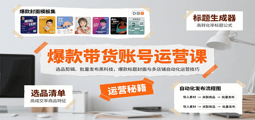 爆款带货账号运营课：选品剪辑、批量发布黑科技，爆款标题封面与多店铺自动化运营技巧-网创之家
